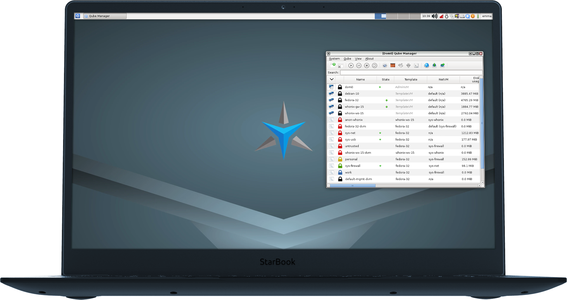 Laptop with Qubes Linux Laptop with pre-installed Qubes Linux