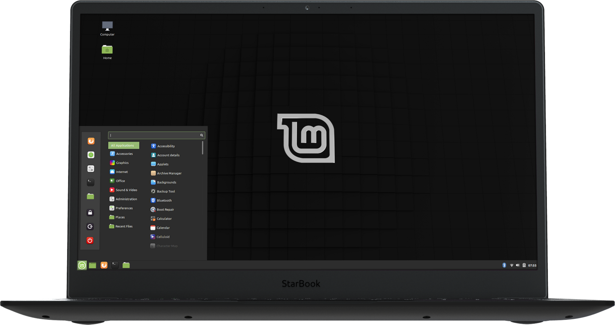 Laptop with Mint Linux Laptop with pre-installed Mint Linux