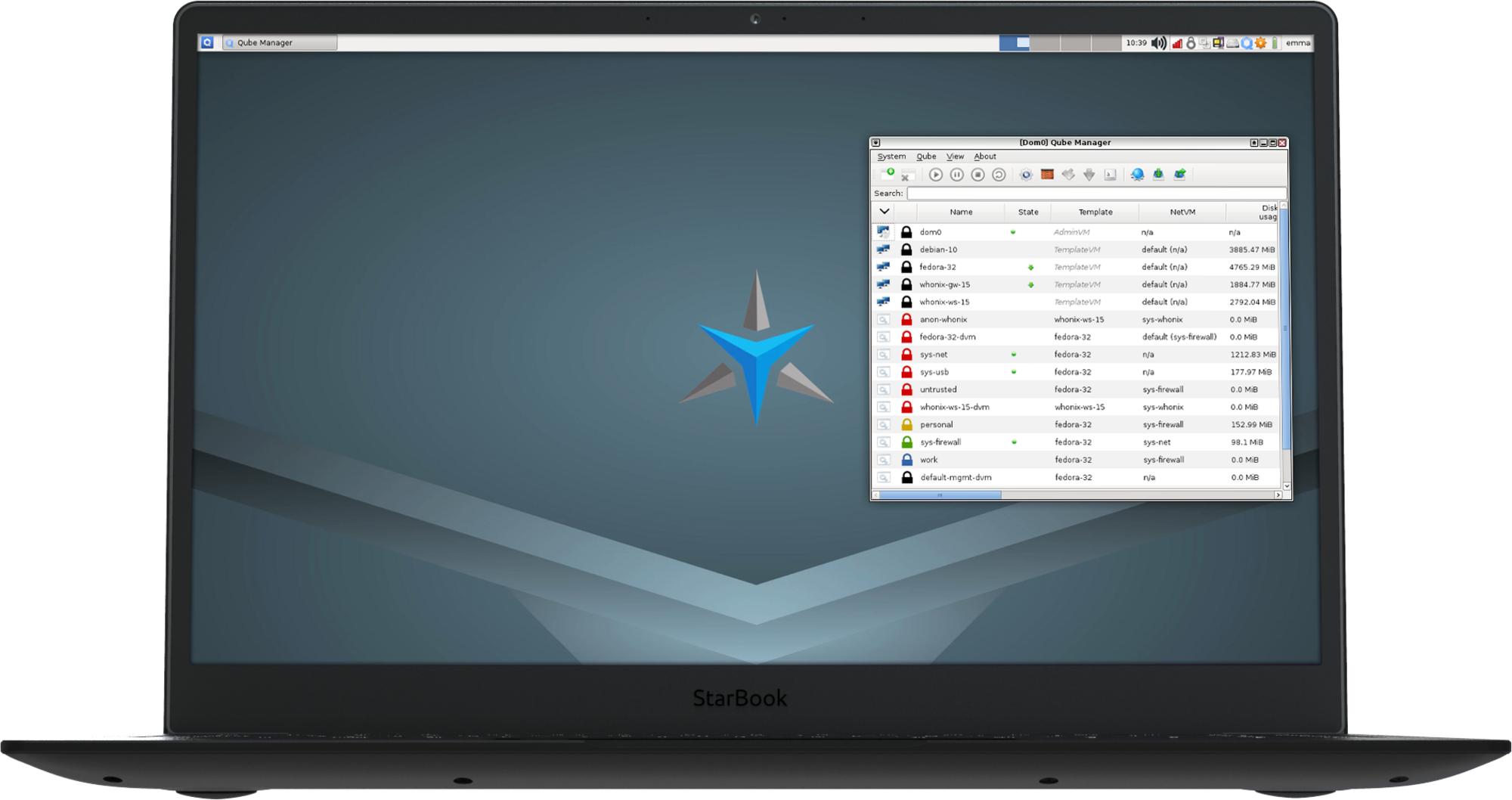 Laptop with Qubes Linux Laptop with pre-installed Qubes Linux