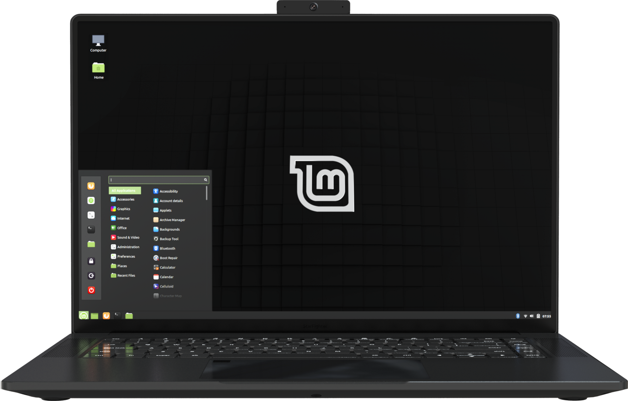 Laptop with Mint Linux Laptop with pre-installed Mint Linux