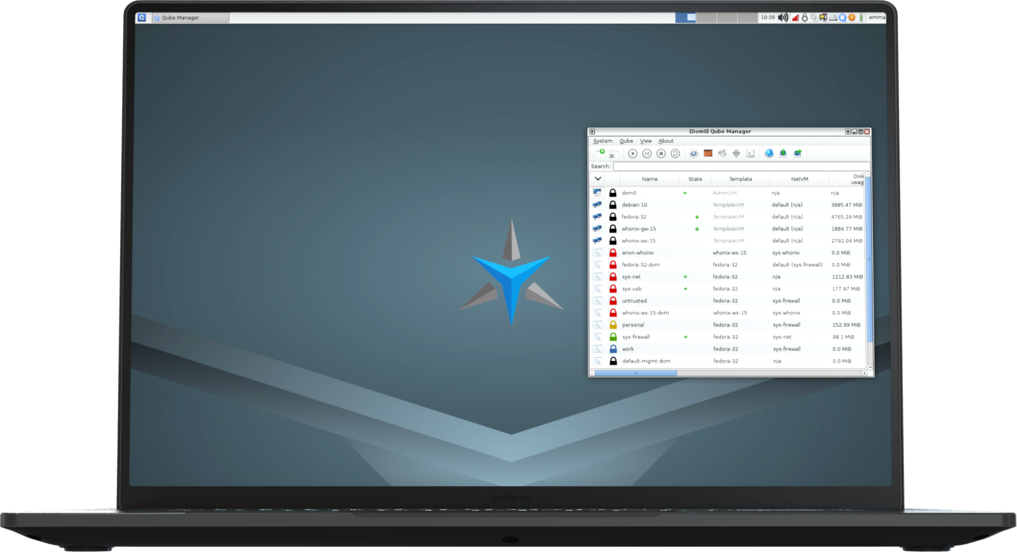 Laptop with Qubes Linux Laptop with pre-installed Qubes Linux