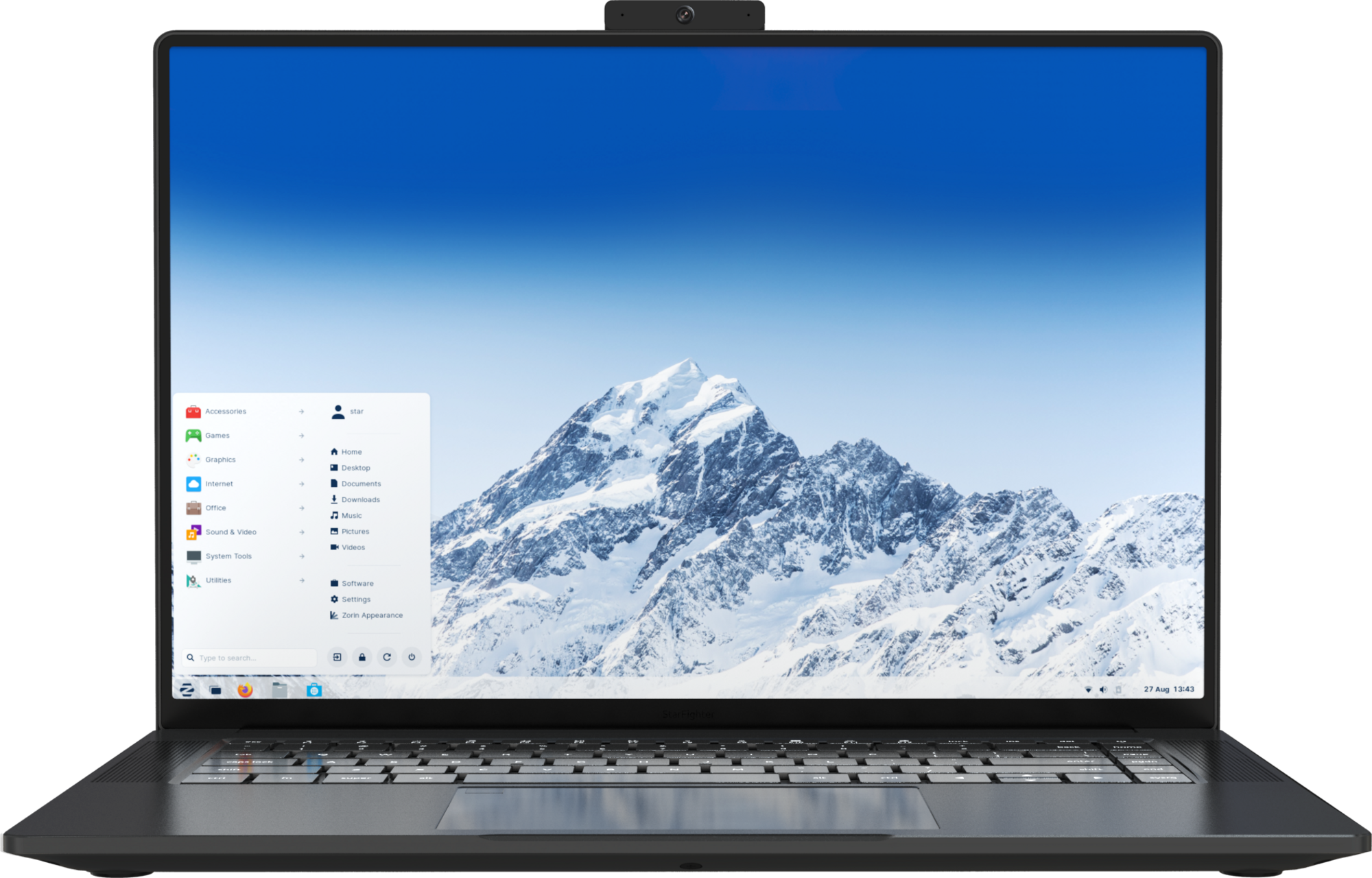 Laptop with Zorin Linux Laptop with pre-installed Zorin Linux
